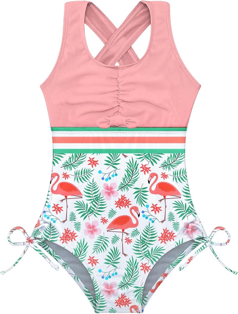 BFUSTYLE Girls One Piece Swimsuit Cute Striped Bathing Suit Hawaii Swimwear 4-17 Years - Image 1